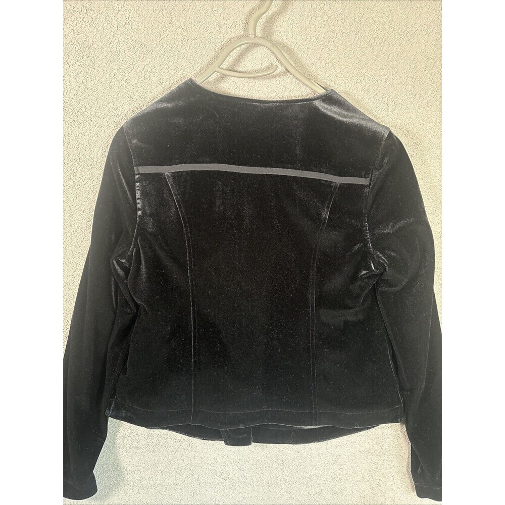 Soft Surroundings Women’s Size Medium Full Zip Velvet Velour Jacket Black Goth - Picture 12 of 12